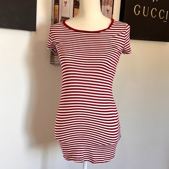 Velvet Tops - EUC Velvet Red & White Striped Longline T-Shirt